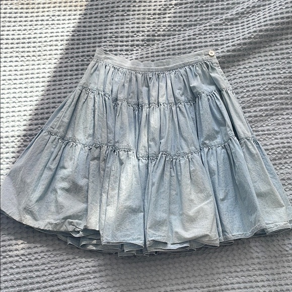 Miu Miu Dresses & Skirts - Miu Miu Light Blue Tiered Mini Skirt